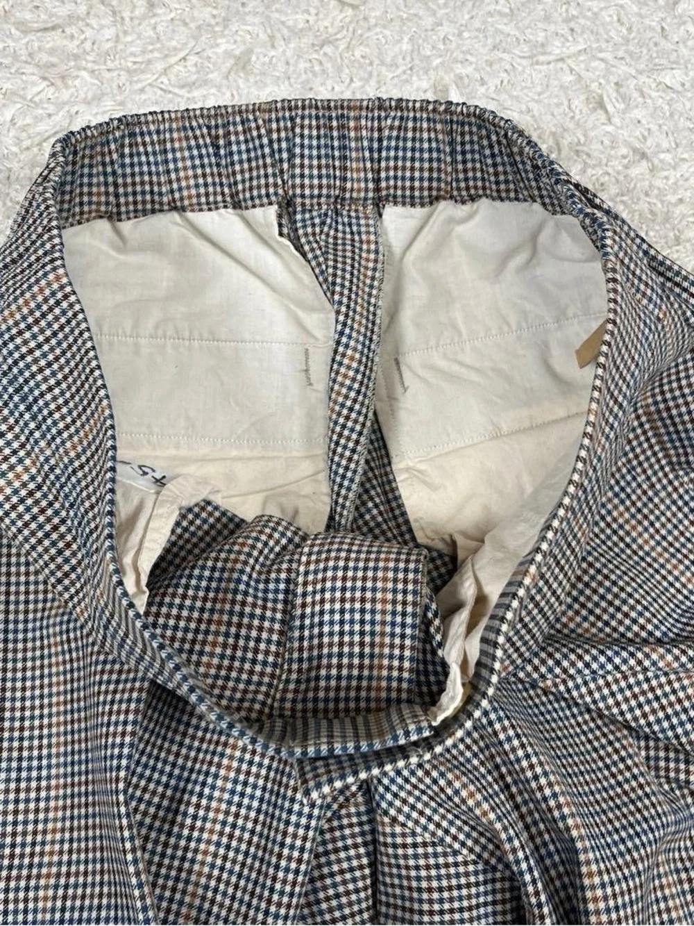45R Check Pattern Wool Slacks Pants - Picture 6 of 15